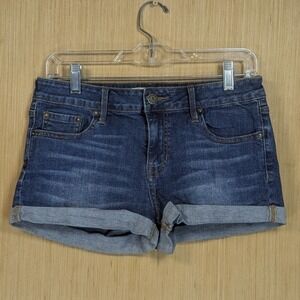 Bullhead Denim Co. Low Rise Denim Booty Shorts Micro‎ Cuffed Dark Wash Women's 9